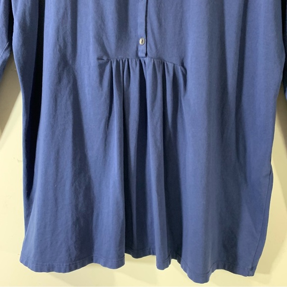 2/$35 J.Jill Blue Henley cotton knit roll tab-sleeve top - Picture 4 of 8